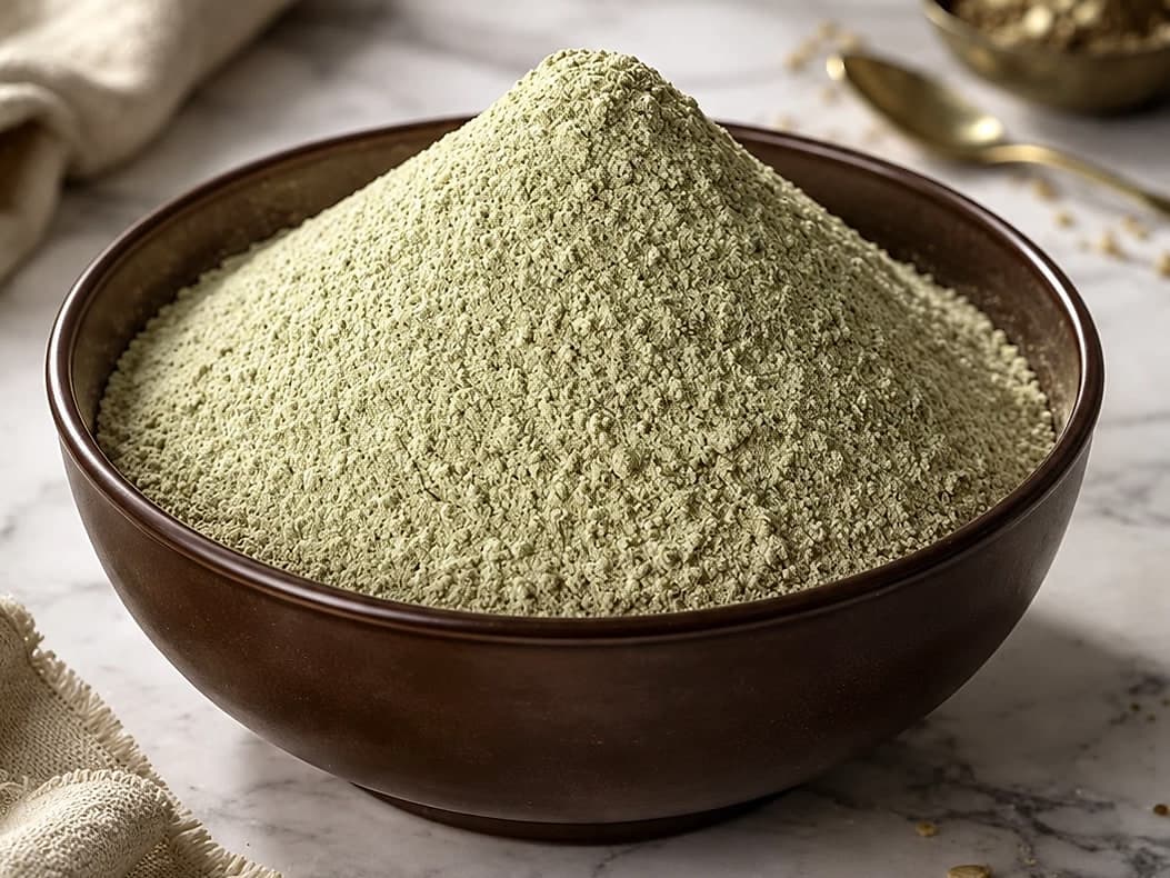 Guar meal churi heaped in a bowl